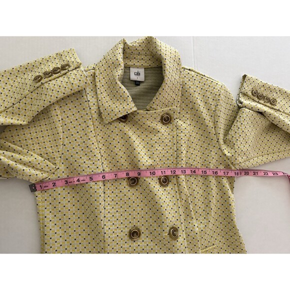 Cabi Hobnob Topper Coat Size S Yellow Black Daffodil Print Double Breasted #6249 - Picture 7 of 15